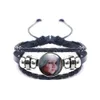 Mode Neues Design Multi Layer Geflochtene Armbänder Schöne Baby Kunst Bild Glas Cabochon Schwarz Leder Wrap Magnetische Armband Für Männer Frauen L