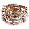 3 Color Fashion Multilayer Charm Bracelet For Women Vintage Leather Bracelets Bangle Femme Party Jewelry Wholesale 3PCS