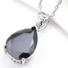 10Pcs Luckyshine Classic Sparking Fire Water Drop Black Onyx Cubic Zirconia Gemstone Silver Pendants Necklaces for Holiday Wedding Party