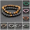 Lava Natural Stone Beaded Armbanden voor Mannen Vrouwen Beste Vriend 2 stks / set Klassieke Koppels Afstand Charm Liefhebbers Paar Bead Bracelet