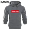 RUMEIAI 2018  Men Sudaderas Hombre Hip Hop Letter Print Mens  Hoodie Sweatshirt Slim Fit Men Hoody