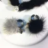 Neue frauen winter schmuck pelz pompon ball armband armreif ring mit strass kristall damen mädchen partei schmuck zubehör