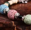 Fashion Colorized Natural Lava Stone Beads Bracelet Perfume Essential Oil Diffuser Bracelet Star Charms Accessories Jewelry Women