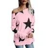 Autunno Donna Maglietta Primavera Senza spalline Star Stampata Manica lunga Crop T-shirt Magliette da donna Taglie forti S-4XL187T