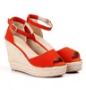 Summer Women Sandals Peep Toe Suede Bohemia Style Wedges High Heels Lady Sandal Ankle Strap Platform Pump Shoes Cover Heels