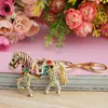 Key Rings Fashion Multicolor Crystal Horse Metal Bag Pendant Holder Keyring Keychain For Car K181