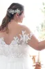 2018 Sheer Neck Boho Plus Taille Robe De Mariée Avec Manches Applique Paillettes En Mousseline De Soie Plissée V Dos Nu Plage Robes De Mariée Pas Cher Designer