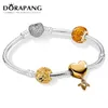 DORAPANG 100% стерлингового серебра 925 Новый браслет костюм Love And Bees 18K цвета золота Роскошный браслет Костюм Подходит DIY подарков