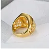 QMHJE Animal Horse Titanium Steel Gold Color Clear CZ Men Men Ring Jewelry Punk Rock Male Biker Band Hip Hop Anneaux Dar234239H