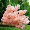 Fake Cherry Flower Branch Flower Begonia Sakura Tree Stem with Green Leaf 108cm for Artificial Decorative Flowers