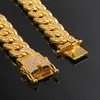 Mężczyźni Kobiety Hip Hop Miami Cuban Link Bransoletki łańcuchowe Solid Copper Casting Micro Cubic Cyrkonu Zapięcie Iced Out Punk Bling Jewelry 7 "/ 8" / 9 "12mm