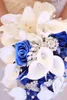 Janevini 2018 konstgjord pärla kristall kungliga blå brudbuketter vattenfall bröllop brud blomma brudar brosch tillbehör ramo de peonias