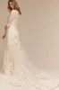 Lace Mermaid Wedding Dresses 2020 BHLDN 3 4 Long Sleeves Bohemian Bridal Gowns Custom Made Plus Size Modest Wedding Dress236i