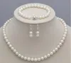 ^^^^7-8MM collier de perles de culture Akoya blanc naturel ensemble de boucles d'oreilles 17"