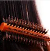 Proポータブル保護巻き巻き毛コームラウンドブラシ木製ハンドル剛毛帯帯帯帯電防止の理髪