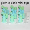 Glow Mini silicone Oil Rigs Glass Bong Accessory Silicone Mouthpieces Nozzle Pipe Fit Oil Rigs Heady Bubbler Water Bong with glass bowl