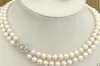 LL 1795 Bellissima collana di perle bianche a 2 file di VERO 7-8 mm