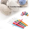 Multicolor Handle Knitting Needles Mixed Metal Crochet Hook Kit Loom Tools DIY Crafts 9 pcs/lot
