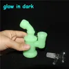 Silicone Dab Rig Mini Rökning Vattenrör Portable URBREABLE med glasskål 14.4mm Joint kiselolja Rigar Hookah-rör