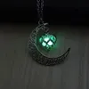 Colar de pingente de coração de lua brilho no escuro luminoso colar mulheres noctilucentes choker colar brilho após a luz do sol brilha 30 minutos