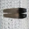 Extensions de cheveux Remy à bande adhésive, paquet de 40 pièces, trame de peau adhésive, T1B, gris argenté, 100 grammes, cheveux naturels gris ombrés