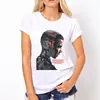 Venta al por mayor - Tamaño Asiático, Extraño Mujeres Cosas de Diseño Camisetas Mujer Montauk Funny Print Tops Tee Women White Harajuku Ropa, Py1713