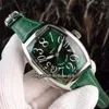 Crazy Hours groene wijzerplaat 8880 automatisch herenhorloge roségouden kast groene lederen band goedkope nieuwe hoge kwaliteit sport herenhorloges