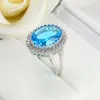 5 Teile/los Neue Mutter Geschenk himmelblauen Edelsteine 925 Sterling Silber Ring Russland Amerikanischen Australien Hochzeit Ring Schmuck Geschenk