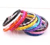 100 unids/lote 20 + 5cm PU cuero trenzado encanto cadena pulseras amor para DIY joyería cuenta langosta cierre cadenas de eslabones