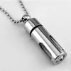 Men Aromatherapy Essential Oil Perfume Glass Cylinder Pendant Silver Chain Necklace Women Mens Stainless Steel Hip hop Jewelry Necklace