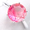 Luckyshine Fashion Beliebte Schmuck für Frauen 925 Stempel Ring Runde Rosa Turmalin Edelstein 925 Sterling Silber Überzogene Trauringe