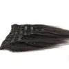 Cabelo Virgem Brasileiro Kinky Em Linha Reta Clip Em Cabelo Humano 8 Peças E 120g / set Naturais Extensões de Cabelo Humano Preto Grosso Yaki