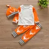 Jul nyfödd baby kläder set spädbarn toddler hjort head ren bomull långärmad romper + byxor + hatt 3pcs set barn casual outfits