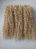 Brazilian Human Virgin Remy Kinky Lockigt Hair Weft Blond Färg Obearbetad Baby Mjuk Dubbel Drawn Hair Extensions 100g/bunt Produkt