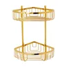 Golden Bathroom Corner Shower Caddy Basket Storage TI-PVD Gold Bathroom Rack