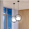 Lampes suspendues en forme de globe rond en métal doré moderne, luminaires de bar de restaurant, lampes suspendues en boule de verre d'intérieur, lampe de chevet à LED
