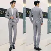 Düz Renk Kore Slim Fit Casual Blazer Eğlence Takım Elbise erkek takım elbise Tek Düğme