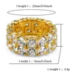 7-12 Gold Silver Color Plated Rings Micro Paved 2 Row Tennis Rings Zircon Hip Hop Finger Ring for Men Women