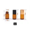 Amber Glass Roll on Bottle Perfume Essential oil Bottles 1ml 2ml 3ml glass/ steel Bead transpant/Milky white holder Walk Bead Bottles