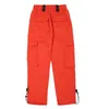 2018 nouveaux hommes femmes Cargo pantalon Hip Hop taille élastique décontracté survêtement pantalons de survêtement poches décoration Orange argent automne pantalon