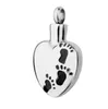 Wholesale heart-shaped footprints made stainless steel love necklace to commemorate pet dog cremation urn funeral jewelry pendant