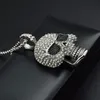 Iced Out Chains Pendant Designer Necklace Hip Hop Jewelry Men Diamond Skeleton Skull Pendants Titanium Stainless Steel Bling Rhine298w