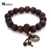 10mm grande grânulo de madeira preto cor marrom contas pulseira yoga meditação buda pulseira para homens acessórios de jóias artesanais pulsera