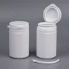 20PCS frete grátis / lot encaixe seguro fácil puxar garrafa tampa, recipientes de plástico 80ml branco doces pill plástico