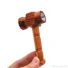 HoneyPuff Wholesale Hammer Shape Handmade Wood Smoking Pipe 100MM With Metal Smoke Bowl Tobacco Pipes Pocket Size