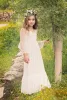 Primo abito di comunione per ragazze 2019 Boho-chic Flower Girl Abites Maniche lunghe lunghezza per bambini fatti personalizzati usura formale