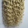 Extensiones de cabello con cinta humana de cabello rizado brasileño sin procesar rubio 100g Aplicar cinta adhesiva Piel de trama Extensiones de cabello con cinta rizada 40 piezas