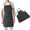 Homens Ajustável Adulto Black Stripe Avental com 2 bolsos Chef Garçom Cozinheiro