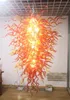 Lâmpadas de pingente moderno cristal candelabros luz laranja cadeia pingente-luz fomo 3 metros longo lobby art deco mão soprada lustre de vidro
