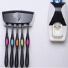 1 conjunto moda automática dentífrico Dispenser Family Holder 5 Toothbrush banheiro casa casa de parede montagem suporte de casa de banho